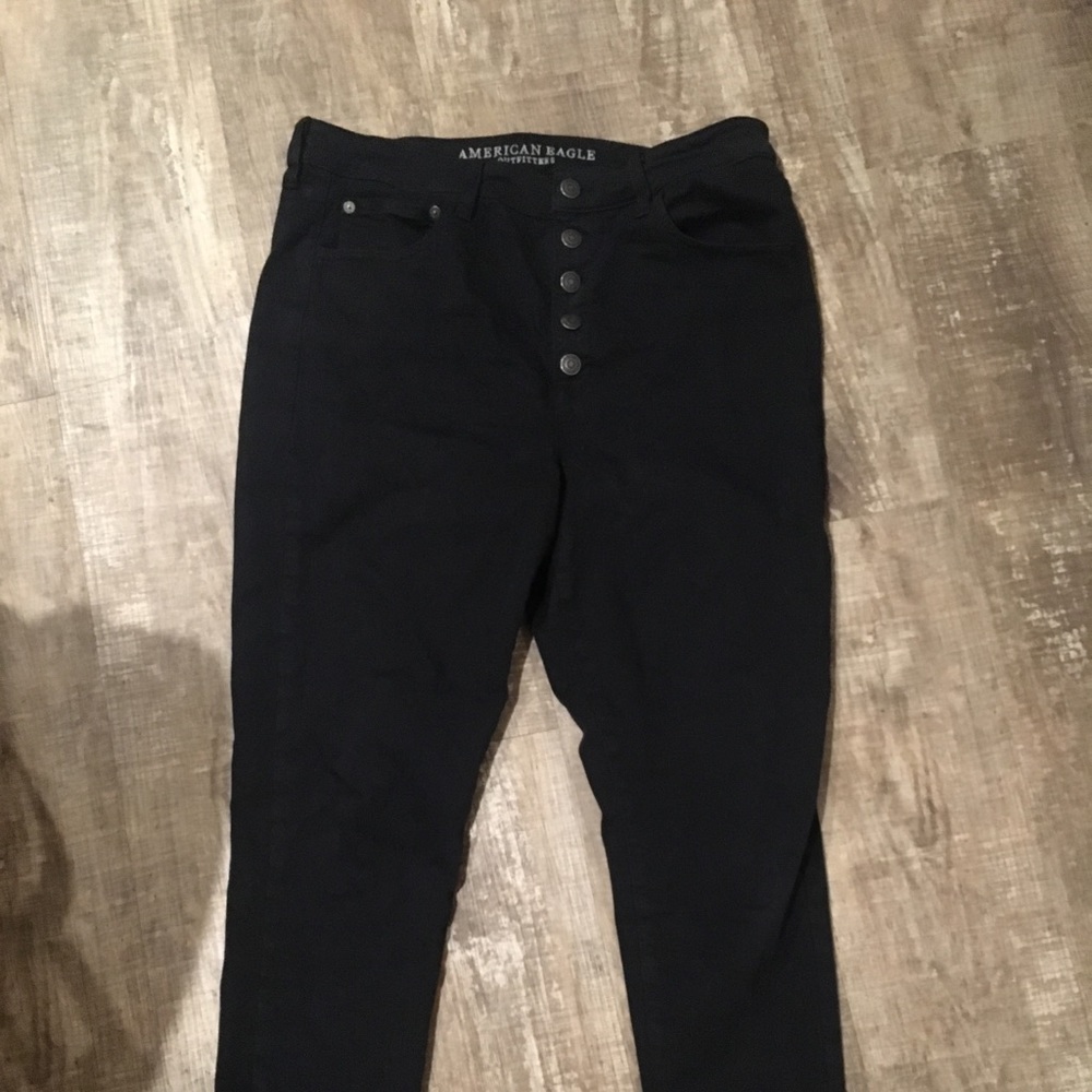 American Eagle Button Fly High Rise black jeans